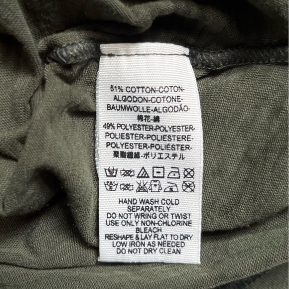 We the Free Olive Army Green Semi Sheer Fitted Summer Fall T Shirt Size L Casual - Picture 6 of 7